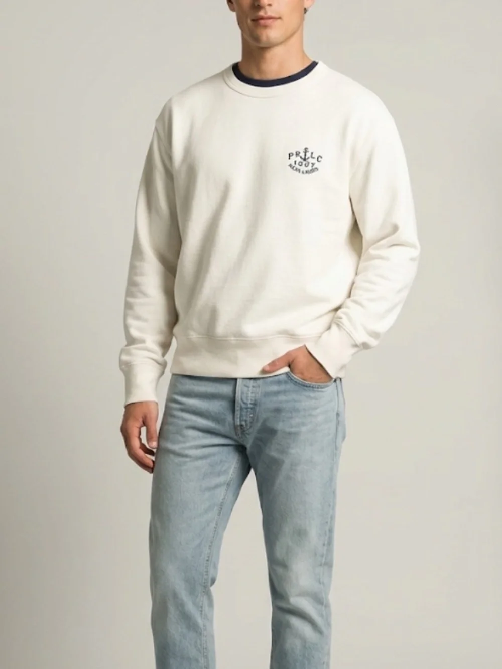Polo Ralph Lauren White Anchor PRLC 1967 Crewneck Sweatshirt XL